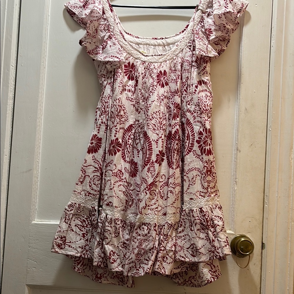 Red and White Ruffle Dress